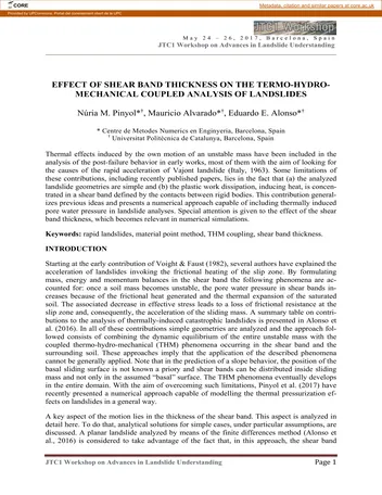 Más sobre Efecto del Espesor de la Banda de Cizallamiento en el Análisis Acoplado Termo-hidro-mecánico de Deslizamientos