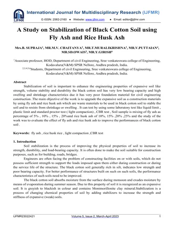Más sobre Un Estudio sobre la Estabilización de Suelos de Algodón Negro Usando Ceniza Volante y Ceniza de Cáscara de Arroz