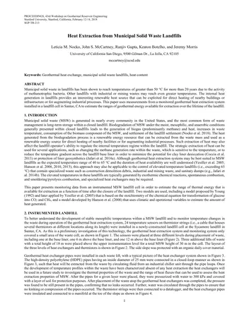 Más sobre Extracción de Calor de Vertederos de Residuos Sólidos Municipales