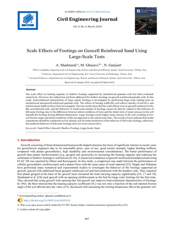 Más sobre Efectos de Escala de Cimientos en Arena Reforzada con Geoceldas Usando Pruebas a Gran Escala